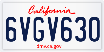 CA license plate 6VGV630