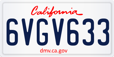 CA license plate 6VGV633