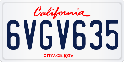 CA license plate 6VGV635