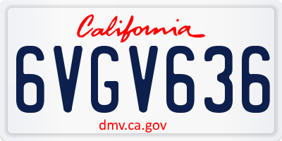 CA license plate 6VGV636