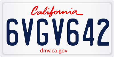 CA license plate 6VGV642