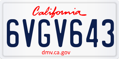 CA license plate 6VGV643