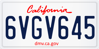 CA license plate 6VGV645