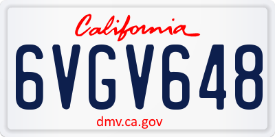 CA license plate 6VGV648