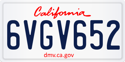 CA license plate 6VGV652