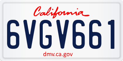 CA license plate 6VGV661