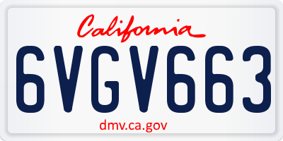 CA license plate 6VGV663