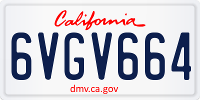 CA license plate 6VGV664