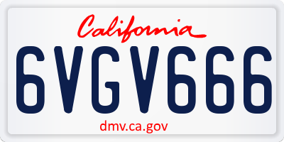 CA license plate 6VGV666