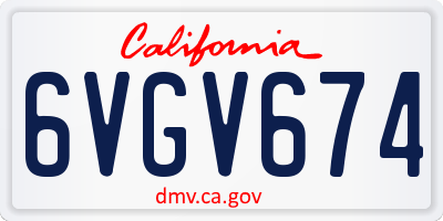 CA license plate 6VGV674