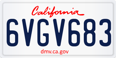 CA license plate 6VGV683
