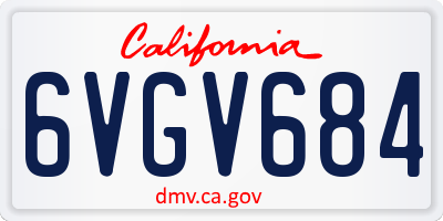CA license plate 6VGV684