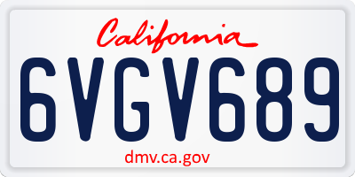 CA license plate 6VGV689