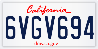 CA license plate 6VGV694