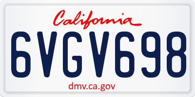 CA license plate 6VGV698