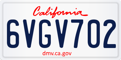 CA license plate 6VGV702