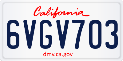 CA license plate 6VGV703