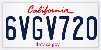 CA license plate 6VGV720