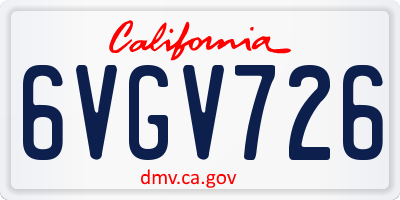 CA license plate 6VGV726