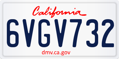 CA license plate 6VGV732