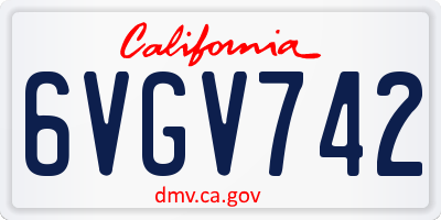 CA license plate 6VGV742