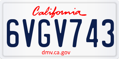 CA license plate 6VGV743