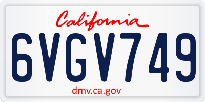 CA license plate 6VGV749