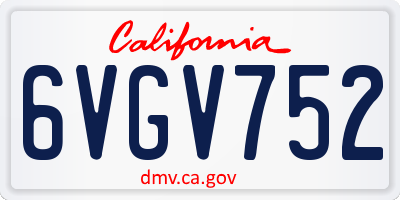 CA license plate 6VGV752