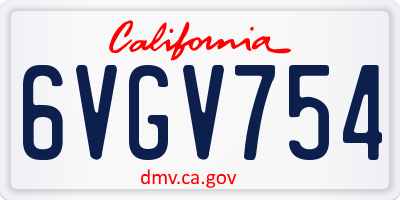 CA license plate 6VGV754