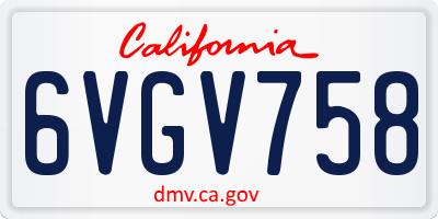 CA license plate 6VGV758