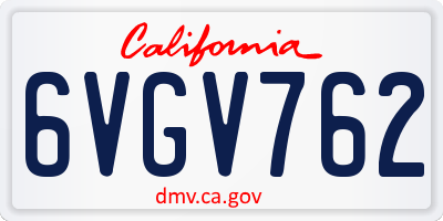 CA license plate 6VGV762