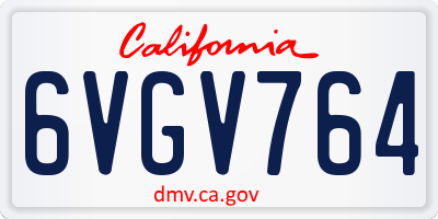 CA license plate 6VGV764