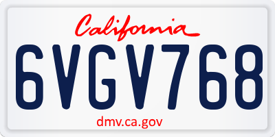 CA license plate 6VGV768