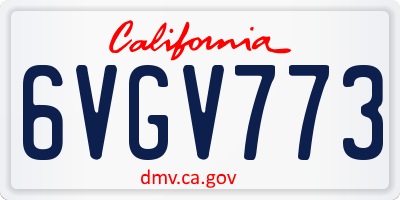 CA license plate 6VGV773