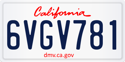 CA license plate 6VGV781