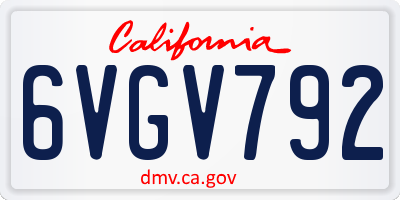CA license plate 6VGV792