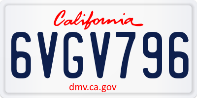 CA license plate 6VGV796