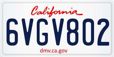 CA license plate 6VGV802