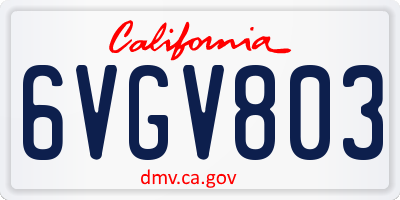 CA license plate 6VGV803