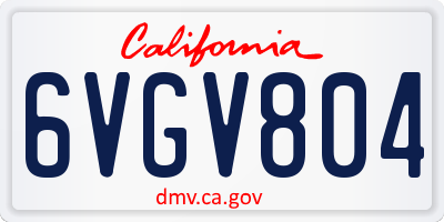 CA license plate 6VGV804