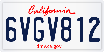 CA license plate 6VGV812
