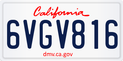 CA license plate 6VGV816