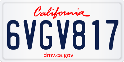 CA license plate 6VGV817