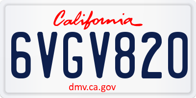 CA license plate 6VGV820