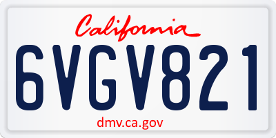 CA license plate 6VGV821