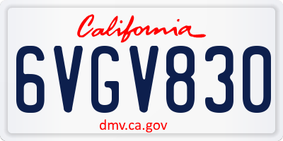 CA license plate 6VGV830