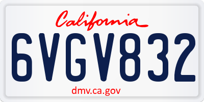 CA license plate 6VGV832