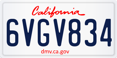 CA license plate 6VGV834