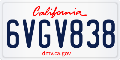 CA license plate 6VGV838