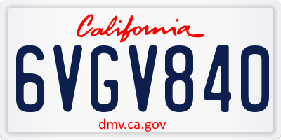 CA license plate 6VGV840